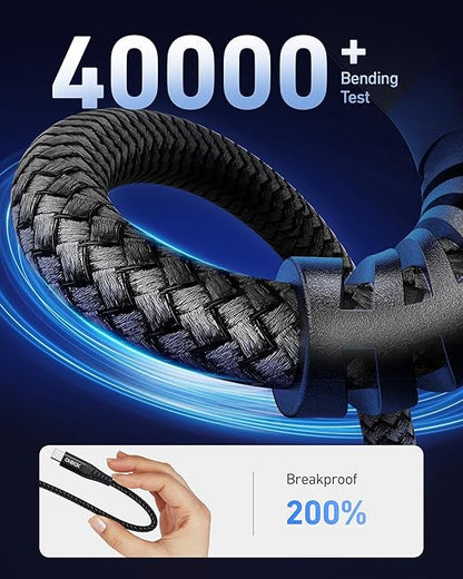 USB to USB C Cable 60W Fast Charging [2 Pack 3FT], USB A to USB C Cable for CarPlay, Durable Braided USB Type C iPhone Charger USBC Cord for iPhone 17/16/15/Pro Max, Samsung Galaxy S23 and More-Black