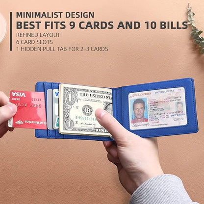 Zitahli Wallet for Men-6 Slots ID Window-Mens Wallets-Slim Wallet Classic Spring Money Clip RFID Blocking-Gift for Men