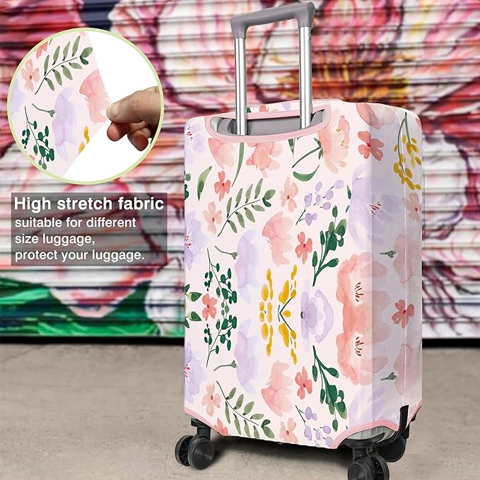 Travel Luggage Cover Suitcase Protector Fits 18-32 Inch Wheel Covers PatternedTravel Related Items Flower Luggage Protector Elastic XL