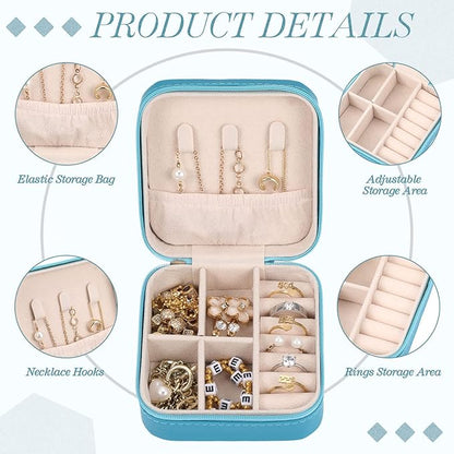 Yinkin 12 Pcs Mini Travel Jewelry Case Bridesmaid Proposal Gift Boxes, Small PU Leather Earring Organizer, Bulk Travel Accessories Portable Jewelry Holder(Royal Blue)