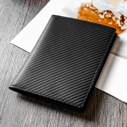 Polare Full Grain Leather Passport Holder RFID Blocking Travel Bifold Wallet Passport Holders 2 Passports (Carbon Black)