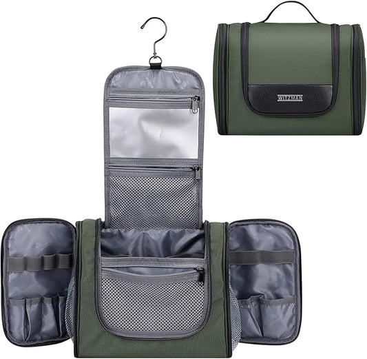 WITZMAN Toiletry Bag for Men Women Large Hanging Multi-organization Bathroom Bag Water-resistant Dopp Kit Shaving Bag Men(B690 Army Green)