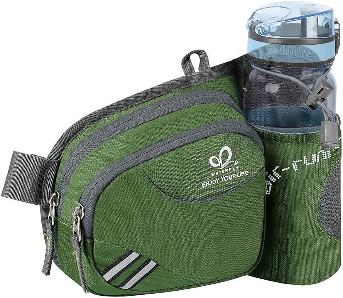 WATERFLY Fanny Pack Waist Bag: Waist Pack for Women Men with Water Bottle Holder Hiking Fanny Pack for Running Walking DogWalking Travel Cycling