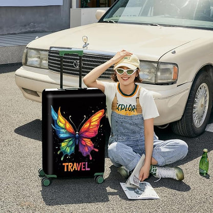 ANNA QUEEN Travel Butterfly Luggage Cover Suitcase Protector Suitcase Cover Anti-Scratch,Stretchable Bag Cover Washable Durable Polyester with Elastic Hem with Zipper Closure