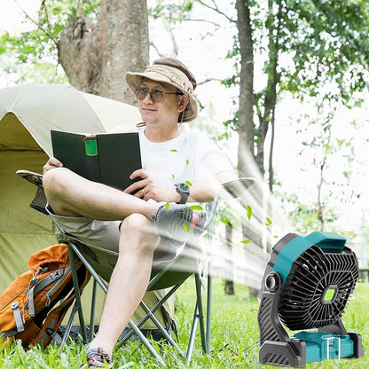 20000mAh Battery Powered Fan Rechargeable,Rechargeable Portable Camping Fan with Light,270°Rotation Battery Operated,USB Camping Essentials Tent Battery Fans Portable X26 Cyan