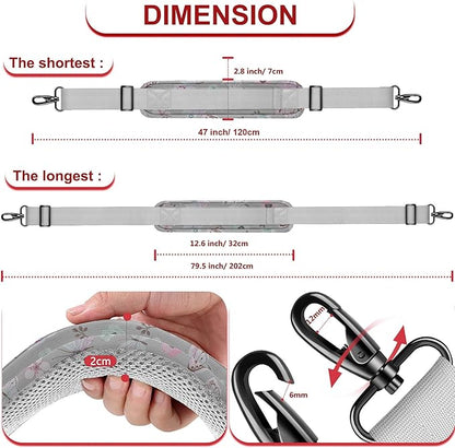 ZINZ 79.5" Universal Strap with Ultra-Thick Fixed Breathable Pad - Adjustable Heavy-Duty Shoulder Strap for Laptop, Crossbody, Luggage, Gym, Camera Bag and More,Butterfly