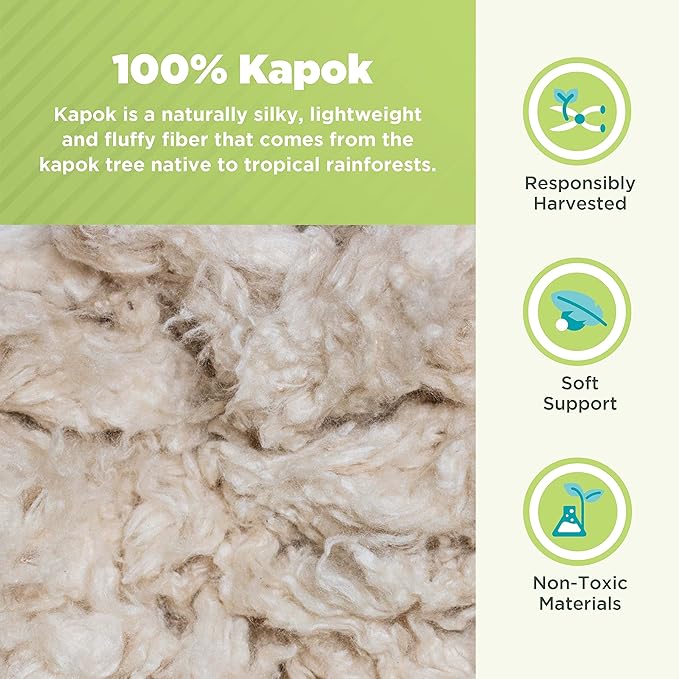 Organic Cotton Neck Roll Pillow with Pillowcase – Organic Kapok Filled Soft Neck Pillow with Hypoallergenic, Breathable Fabric Washable Protector – Supportive for Deep Sleep – Made in USA, 4" x 12"