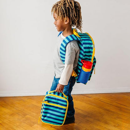 Wildkin ECO rPET Kids Backpack – Recycled, Padded, Adjustable for School & Travel – Blue Stripes