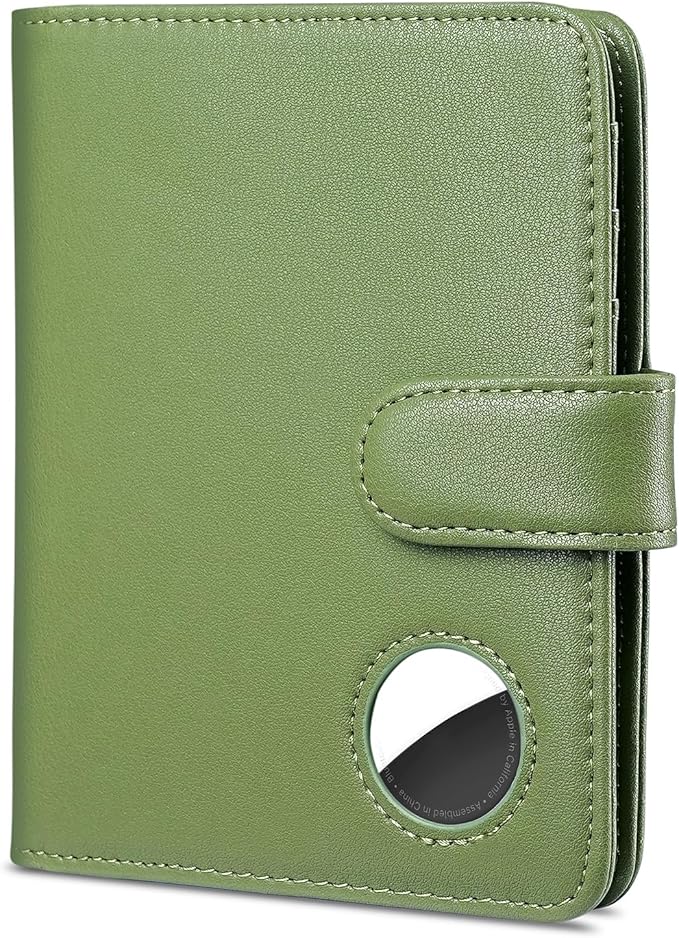 Passport Holder for Travel with AirTag Holder- Leather RFID Blocking Travel accessories with 5 Cards Slot&1ID Window,Magnetic Closure,Gift Box(Air Tag Not Included)