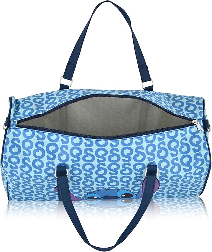 Disney Stitch Travel Bag, Duffle Bag, Overnight Bag, Weekender Bag | Mini 16 Inch Leather Classic Premium Travel Duffle Bag for Women, Men, Adults