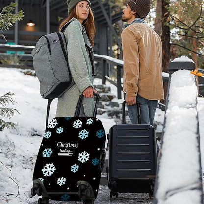 ANNA QUEEN Christmas Loading Luggage Cover, Funny Snowflake Design Suitcase Protector, Stretchable Washable Travel Sleeve for 32-34 Inch Luggage