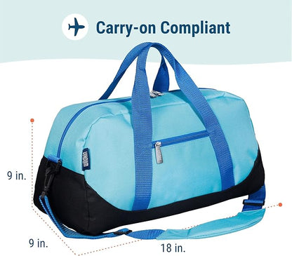 Wildkin Kids Overnighter Duffel Bag for Girls – Carry-On Size, Ideal for School & Sleepovers – Aqua