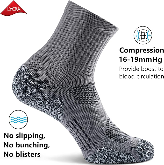 CWVLC Cushioned Compression Sport Quarter Socks for Men Women Youth