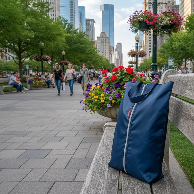 6pcs Portable Shoe Organizer, Travel Pouches with Zipper, Golf Shoe Bags, Clothes Bags, Soccer Cleats Bag Shoe Pouch for Gym, Waterproof, Odor-Resistant (Navy Blue)