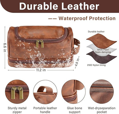 Personalized Toiletry Bag for Men, Gifts for Men, Custom Leather Mens Toiletries Travel Kit, Customize Shaving Bags, Men's Gift Ideas for Christmas, Anniversary, Birthday, Dad, Grandpa, Lover