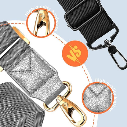 ZINZ 60" Universal Bag Strap with Ultra-Thick Fixed Breathable Pad Adjustable Heavy-Duty Shoulder Strap for Laptop Bag Crossbody Luggage Gym Bag Camera Bag and More -Gray