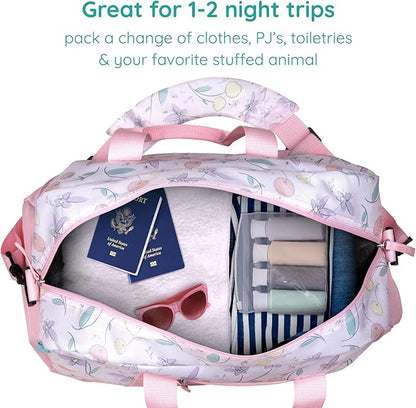 JumpOff Jo by Wildkin Overnighter Duffel Bag – Lightweight Travel Bag for Kids - Fairy Blossom