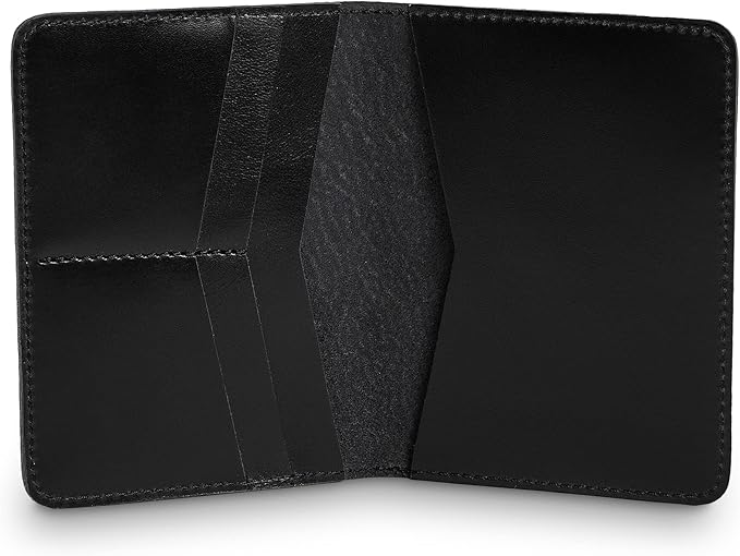 PEGAI Standard Full Grain Crazy Horse Leather Passport Holder | Custom Travel Passport Cover & Organizer | Handcrafted Leather Passport Wallet for Men and Women | Pike (Dexios Black)