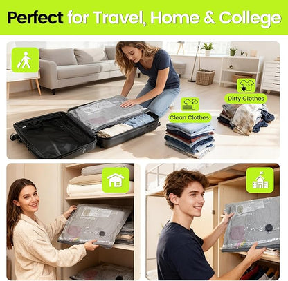 (17PACK) Travel Vacuum Bags with USB Pump-Portable Vacuum Packing Seal for for Travel & Home, Vacuum Compression Packing Seal Bags for Clothes, Bedding & Seasonal Storage