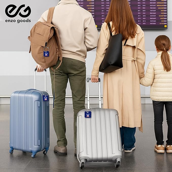 USA Initial Luggage Tag | 6 Pack | Personalized Luggage Tags for Suitcases | Choose Monogram Letter | Custom Fonts & Colors | Choose Tag Color