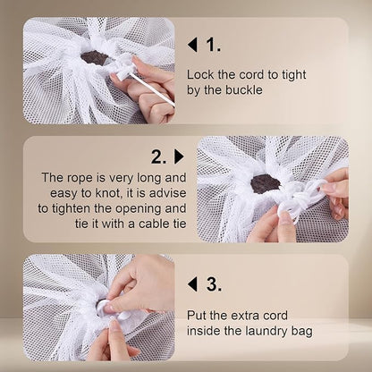 10-Pack Mesh Laundry Bags, 24 × 36 Inch Heavy-Duty Drawstring Mesh Bag Set (5 Black & 5 White) – Large Wash Bags for College, Dorm, Travel, Family & Apartment Use