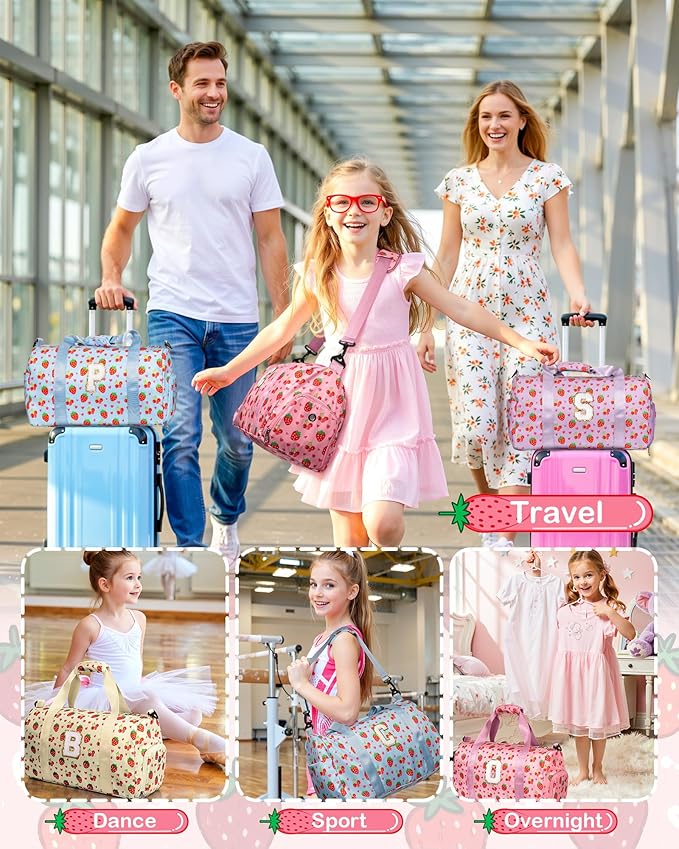 Girl Must Haves Stocking Stuffers for Teen Girls - Girl Gym Bag with Shoe Compartment, Kid Personalized Weekender Overnight Bags, Girly Gifts for 3 4 5 6 7 8 9 10 11 12 Year Old Girls