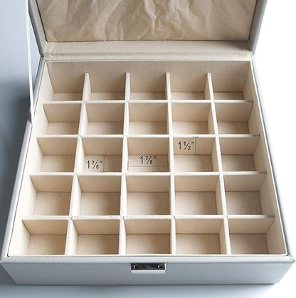 Frebeauty Earring Organizer Classic Jewelry Box 50 Slots Double Layer Jewelry Storage Case with 6 Necklace Hook and Bracelet Pocket(Grey)