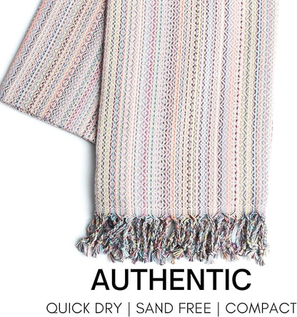 BAY LAUREL Turkish Beach Towel with Travel Bag 39 x 71 Quick Dry Sand Free Lightweight Large Oversized Towels Light