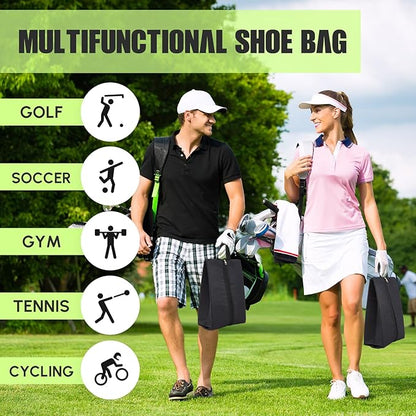 Leinuosen 4 Pack Smell Proof Shoe Cleat Bag for Travel Water Resistant Odor Absorbing Lightweight Golf Soccer Shoe Storage Organizer Pouch with Zipper for Gym Sports Work Men Women (Black)