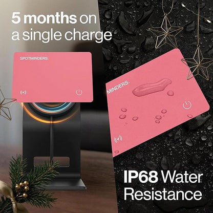 SPOTMINDERS Apple MFi Certified Wallet Tracker for Christmas Stocking Stuffers - Gifts for Women Works With Apple Find My IP68 Rechargeable Slim Tracking Card for iOS - White Elephant Gifts for Adults