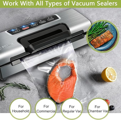 8 Pack 8"x20'(8Rolls) Thickened Vacuum Sealer Bags For Food, Textures on Both Sides, Smell-Proof, Heavy Duty for POTANE, Food Saver, Weston, Sous Vide