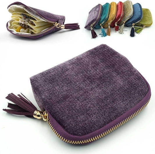 Gihunk Travel Jewelry Case, Travel Jewelry Organizer, Travel Jewelry Bag with Zipper, Small Travel Jewelry Pouch for Necklaces Bracelets Bangles Rings Earrings Gemstones Storage (purple)