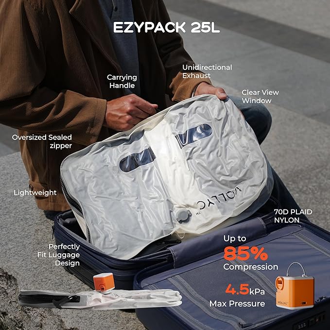 25L Waterproof Travel Vacuum Bags, Tear-Resistant Design,Lightweight Compression Storage, Durable Vacuum Seal Bags for Clothing Travel Luggage, Camping, Hiking & Road Trips（No Pump）