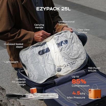 25L Waterproof Travel Vacuum Bags, Tear-Resistant Design,Lightweight Compression Storage, Durable Vacuum Seal Bags for Clothing Travel Luggage, Camping, Hiking & Road Trips（No Pump）