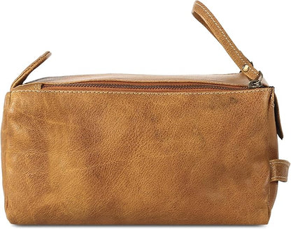 KomalC Premium Buffalo Leather Toiletry Bag for Men & Women – Leather Dopp Kit With Water resistant Lining, Premium Toiletry Travel Pouch, Unisex Wash Bag for Toiletries, Gifts for Men and Women