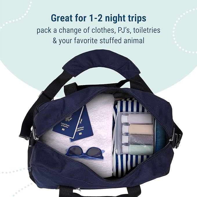 Wildkin Kids Overnighter Duffel Bag – Carry-On Size, Ideal for School & Sleepovers – Whale Blue