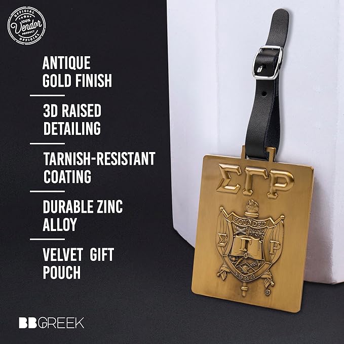 Sigma Gamma Rho Sorority Paraphernalia - SGRho - Official Vendor - Travel Luggage Tags - Set of 2 - Greek Letters and Shield