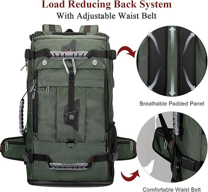 WITZMAN Travel Backpack for Men Convertible Duffle Luggage Bag fit 18 Inch Laptop Carry On Bags for Airplane (B681 Army Green)