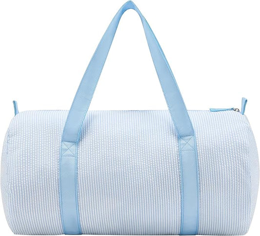 Gabigaba Kids Travel Overnight Bag Seersucker Carry On Lightweight Weekender Duffel Bag for Boys and Girls (Babyblue)