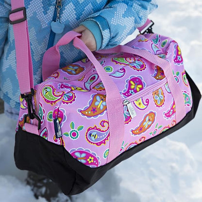 Wildkin Kids Overnighter Duffel Bag – Carry-On Size, Ideal for School & Sleepovers – Paisley
