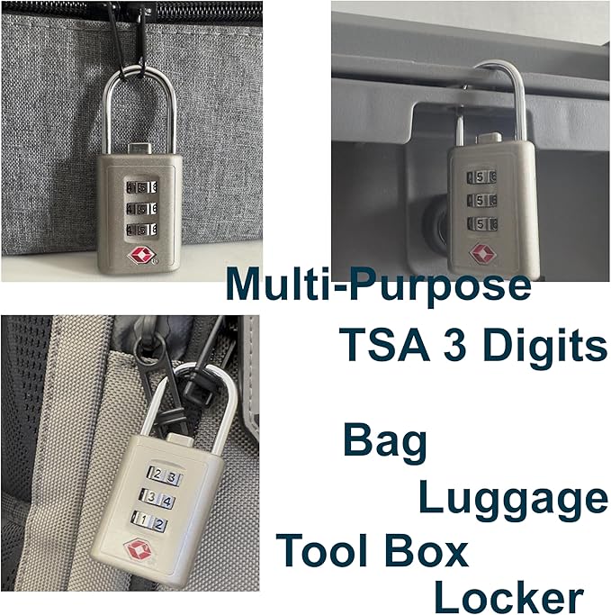 Combination Lock TSA Approved Lock 3 Digit Code Padlock Luggage Lock for Bags, Luggage, Backpacks, Toolboxes, Suitcases, Storage Cabinets (12 Pack)