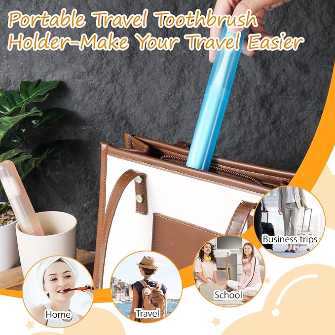 48 Pcs Travel Toothbrush Case Holder, 6 Colors Bulk Toothbrush Holders Portable Plastic Toothpaste Cover Protector Dust-proof Toothbrushes Storage for Travel Camping School Business Home