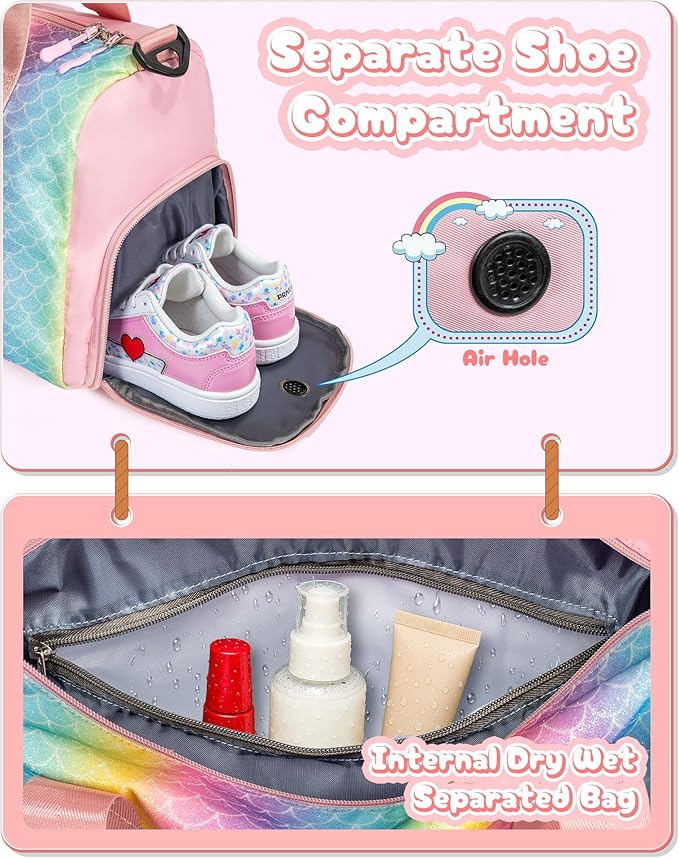 Daughter Birthday Gifts-Girl Gym Bag with Shoe Compartment, Kid Personalized Weekender Overnight Bags, Initial Travel Tote with Makeup Pouch, Graduation Gift for Girls (Letter Y)