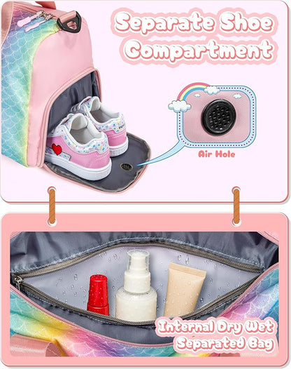 Daughter Birthday Gifts-Girl Gym Bag with Shoe Compartment, Kid Personalized Weekender Overnight Bags, Initial Travel Tote with Makeup Pouch, Graduation Gift for Girls (Letter Y)