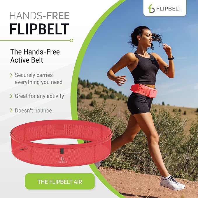 FlipBelt Lightweight Running Air Belt, Fitness and Running Fanny Pack for Women and Men, Non Chafing Waist Band Pack for Phone, Keys, Money, Moisture Wicking Storage Belt, USA Company