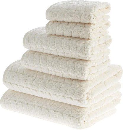 Turkish Cotton Ultra-Soft Plush Absorbent Quick Dry Bathroom Towel Set, Made in Turkey (Cream, 4 Pcs Hand Towel Set)