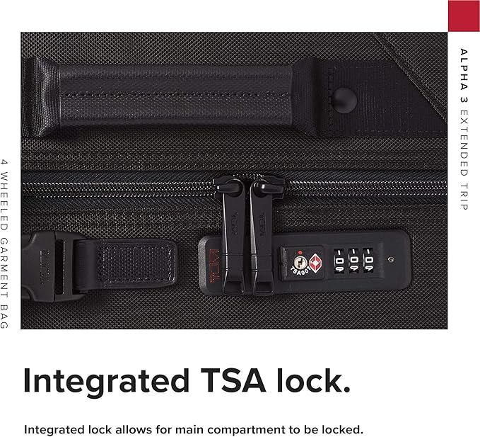 TUMI - Alpha Extended Trip 4 Wheeled Garment Bag - 4-Wheeled Clothing Bag for Hanging Suits, Dresses & Coats - With TSA Lock - Black