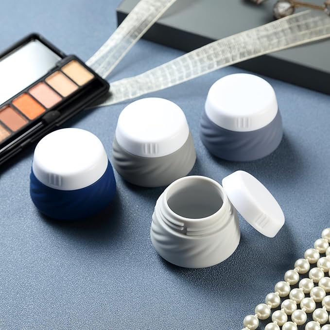 Gemice Travel Containers for Toiletries, Silicone Cream Jars TSA Approved Travel Size Containers with Clear Bag, Leak-proof Travel Accessories with Lid for Cosmetic Face Body Hand Cream (4 Pack)