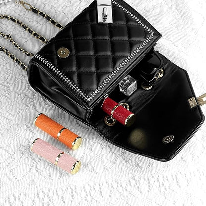 LUEXBOX 3 Pack Portable Perfume Bottle for Travel, Mini Refillable Perfume Dispenser, 5ml Faux Leather Leak Proof Perfume Atomizers Bottles Sprayer for Pocket Perfume (Red, Pink, Orange)