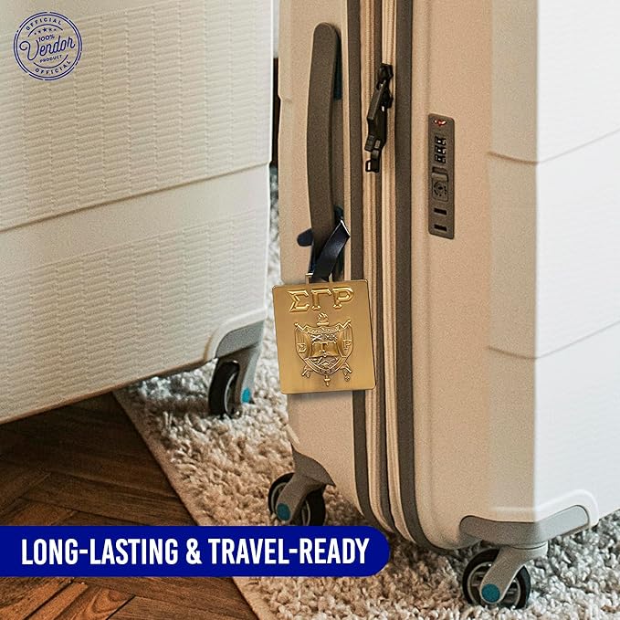 Sigma Gamma Rho Sorority Paraphernalia - SGRho - Official Vendor - Travel Luggage Tags - Set of 2 - Greek Letters and Shield